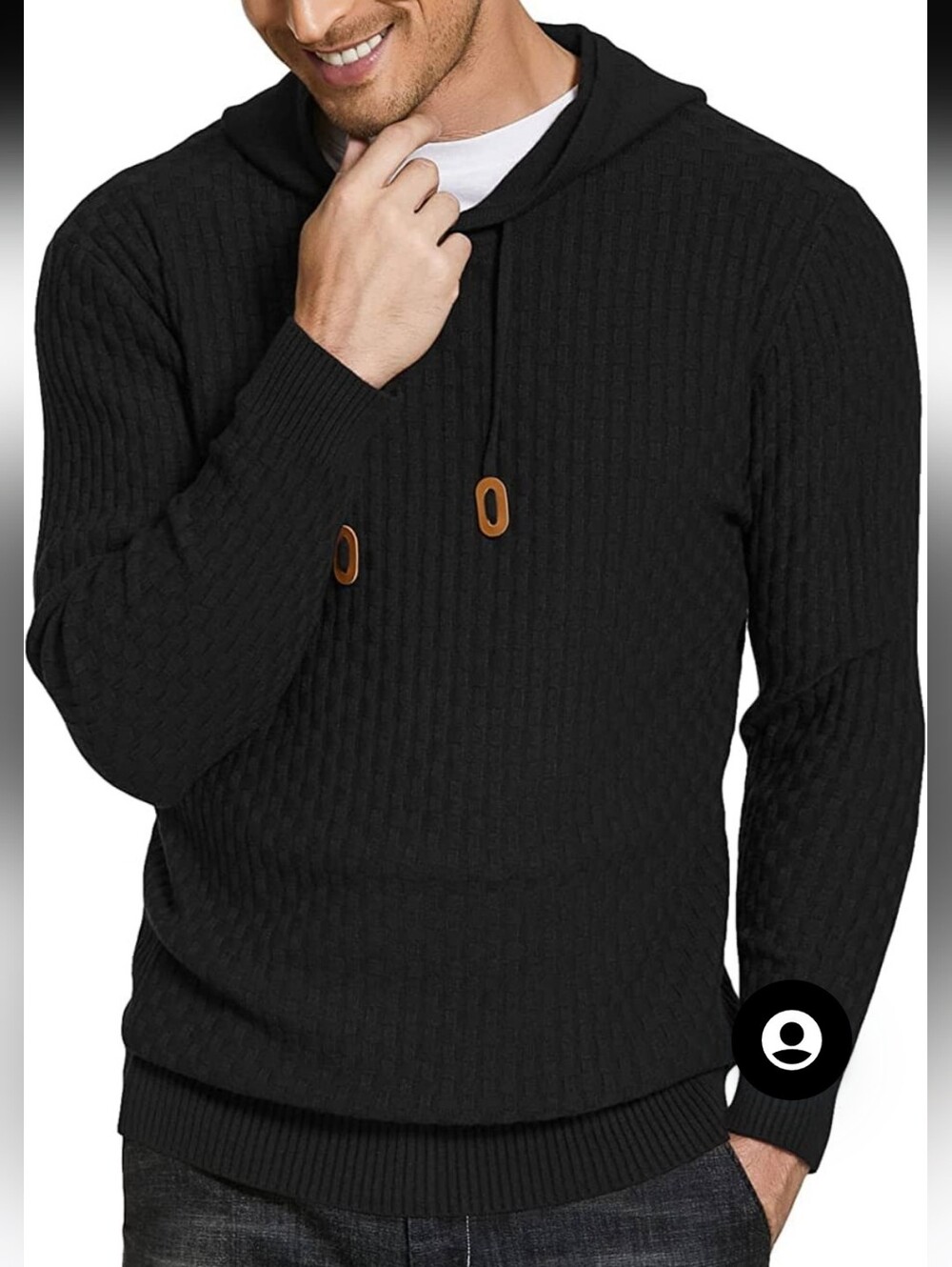 Coofandy Solid Knitted Pullover Hooded Sweatshirt
